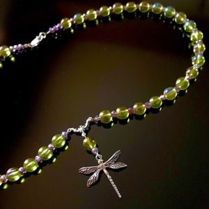 NEW “TwisteDesignz” Sterling Dragonfly Green Beads